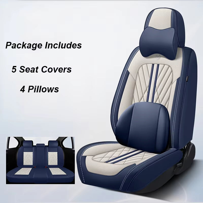 Universal Leather Car Seat Cover Full Set for Hyundai Solaris Lancer X Tiguan HB20 Peugeot 508 Auto Accessories Interior Women