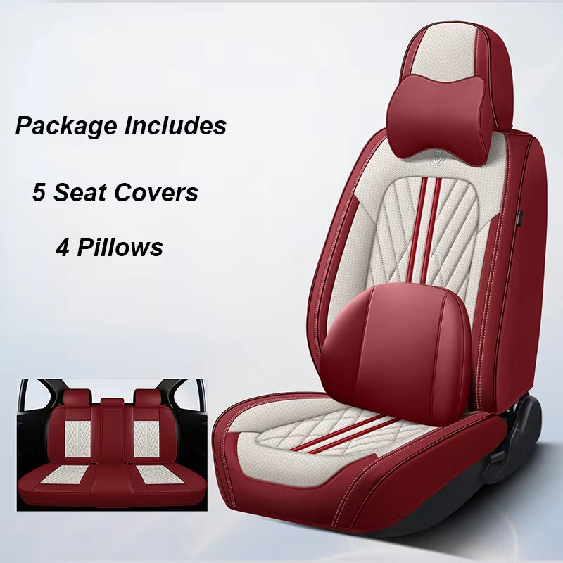 Universal Leather Car Seat Cover Full Set for Hyundai Solaris Lancer X Tiguan HB20 Peugeot 508 Auto Accessories Interior Women