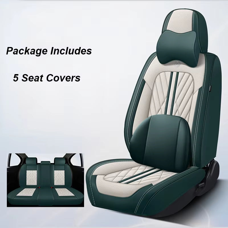 Universal Leather Car Seat Cover Full Set for Hyundai Solaris Lancer X Tiguan HB20 Peugeot 508 Auto Accessories Interior Women