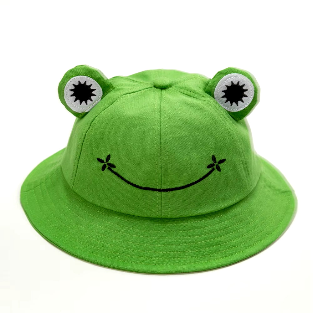 2020 New Fashion Frog Bucket Hat for Women Summer Autumn Plain Women Panama Outdoor Hiking Beach Fishing Cap Sunscreen Female