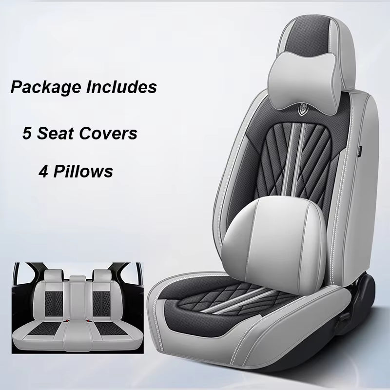 Universal Leather Car Seat Cover Full Set for Hyundai Solaris Lancer X Tiguan HB20 Peugeot 508 Auto Accessories Interior Women