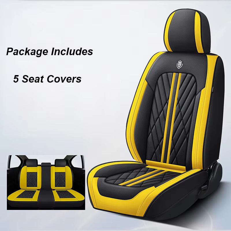 Universal Leather Car Seat Cover Full Set for Hyundai Solaris Lancer X Tiguan HB20 Peugeot 508 Auto Accessories Interior Women