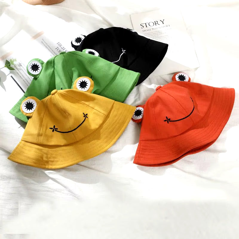 2020 New Fashion Frog Bucket Hat for Women Summer Autumn Plain Women Panama Outdoor Hiking Beach Fishing Cap Sunscreen Female