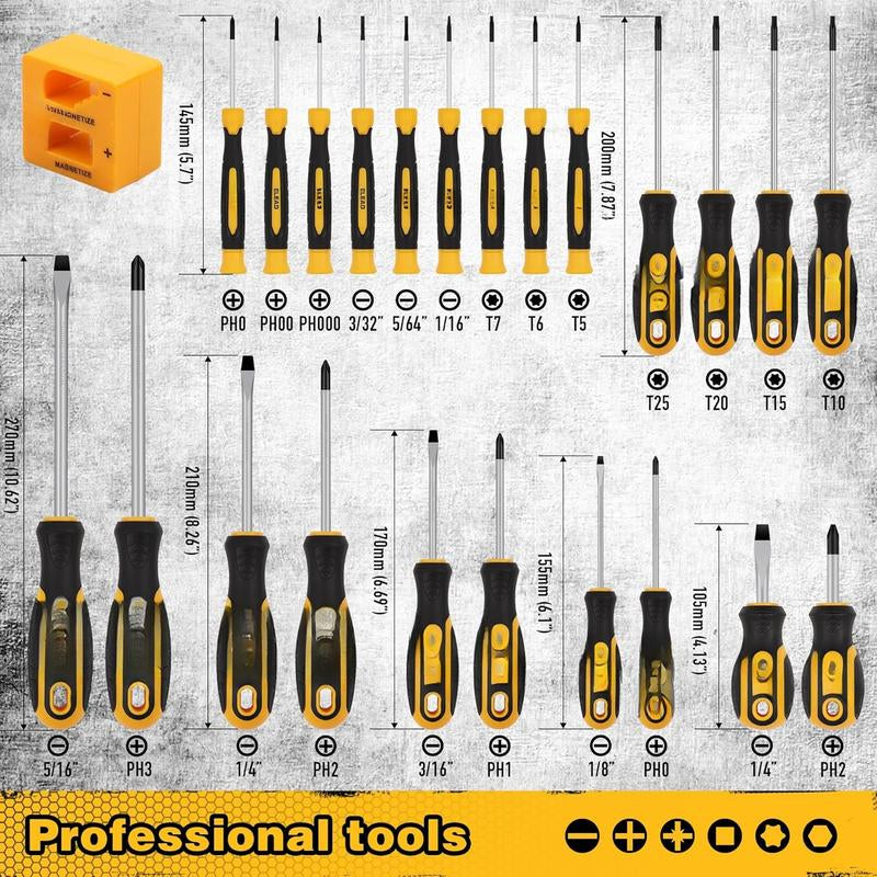 11-Counts Screwdriver Set 5 Phillips and 5 Slotted Tips Magnetic Screwdriver Set Screw Driver Work on Small Screws as Well as Large. Magnetizer Demagnetizer for Screwdriver Tips Bits and Small Tools