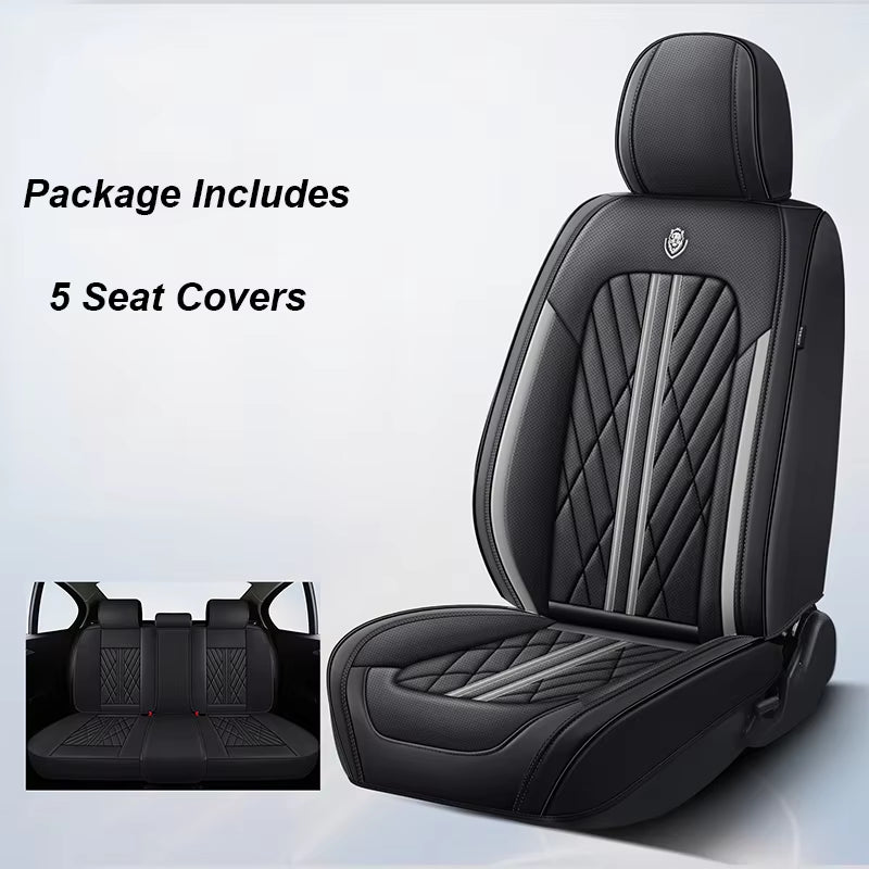 Universal Leather Car Seat Cover Full Set for Hyundai Solaris Lancer X Tiguan HB20 Peugeot 508 Auto Accessories Interior Women