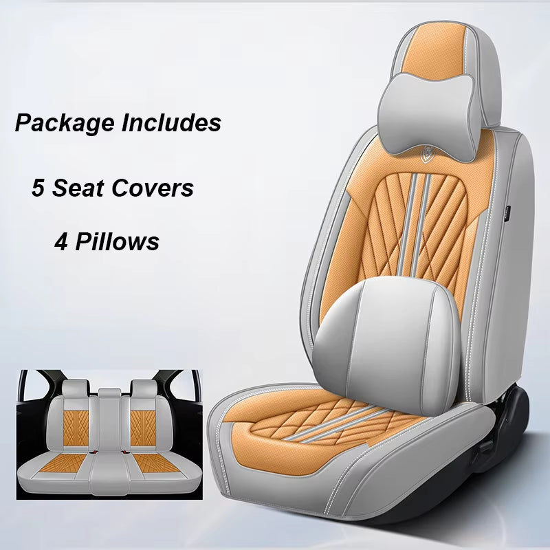 Universal Leather Car Seat Cover Full Set for Hyundai Solaris Lancer X Tiguan HB20 Peugeot 508 Auto Accessories Interior Women