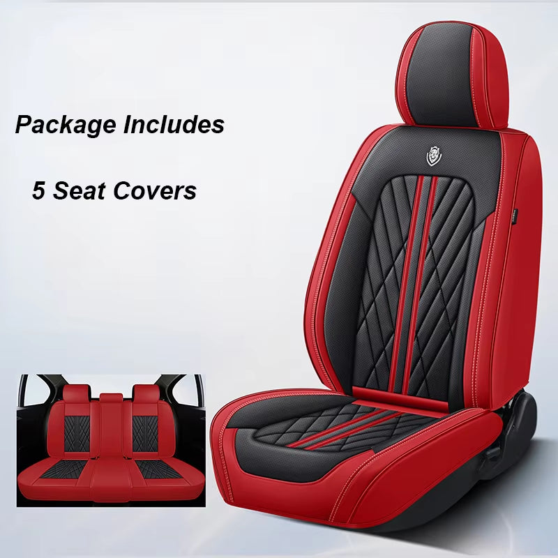 Universal Leather Car Seat Cover Full Set for Hyundai Solaris Lancer X Tiguan HB20 Peugeot 508 Auto Accessories Interior Women