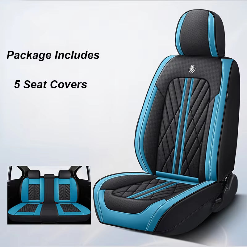 Universal Leather Car Seat Cover Full Set for Hyundai Solaris Lancer X Tiguan HB20 Peugeot 508 Auto Accessories Interior Women