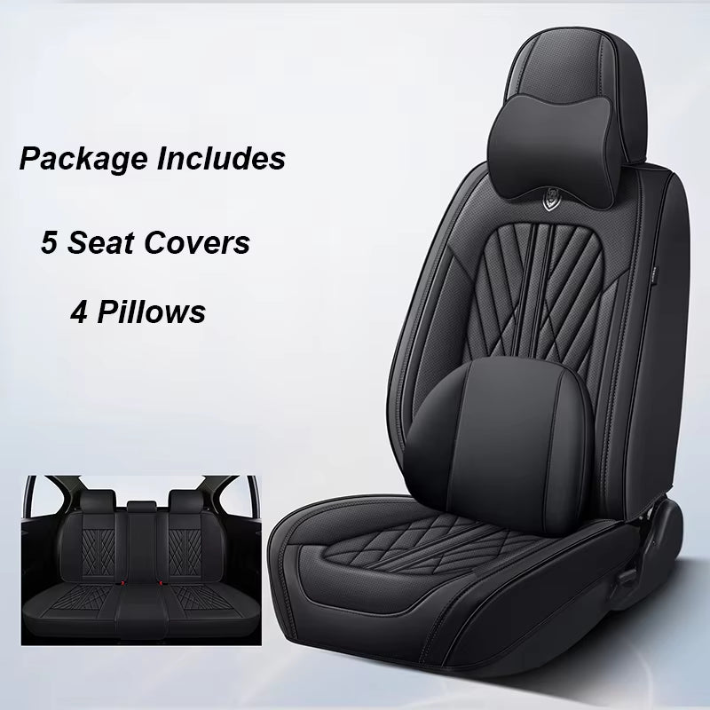 Universal Leather Car Seat Cover Full Set for Hyundai Solaris Lancer X Tiguan HB20 Peugeot 508 Auto Accessories Interior Women