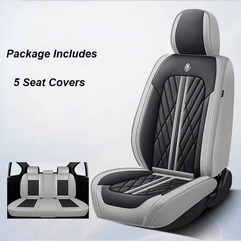 Universal Leather Car Seat Cover Full Set for Hyundai Solaris Lancer X Tiguan HB20 Peugeot 508 Auto Accessories Interior Women