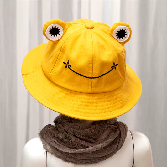 2020 New Fashion Frog Bucket Hat for Women Summer Autumn Plain Women Panama Outdoor Hiking Beach Fishing Cap Sunscreen Female