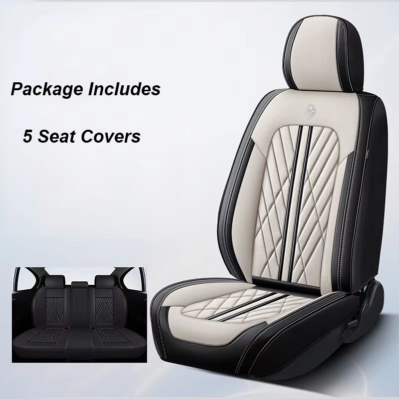 Universal Leather Car Seat Cover Full Set for Hyundai Solaris Lancer X Tiguan HB20 Peugeot 508 Auto Accessories Interior Women