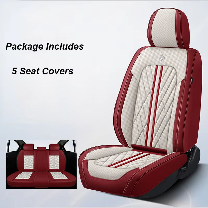 Universal Leather Car Seat Cover Full Set for Hyundai Solaris Lancer X Tiguan HB20 Peugeot 508 Auto Accessories Interior Women