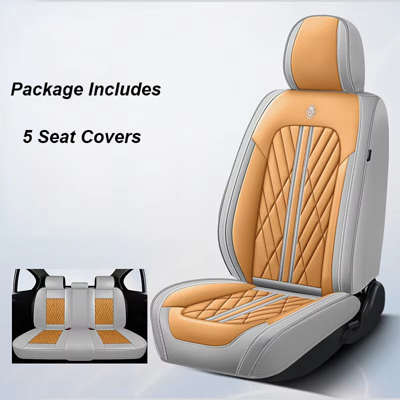 Universal Leather Car Seat Cover Full Set for Hyundai Solaris Lancer X Tiguan HB20 Peugeot 508 Auto Accessories Interior Women