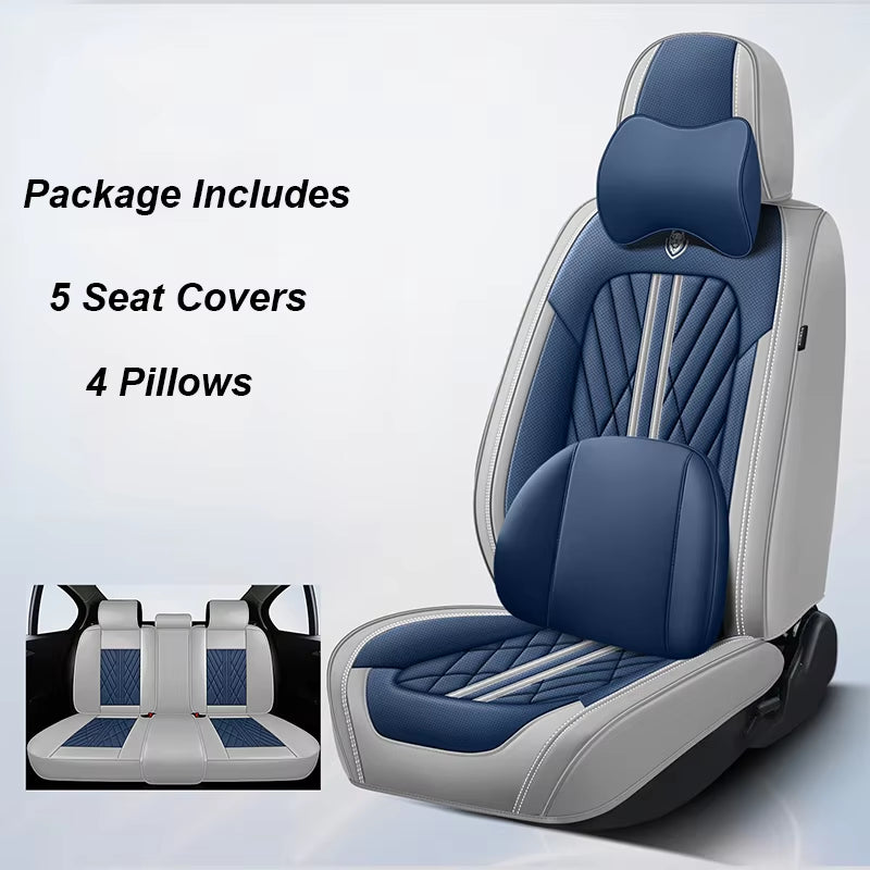 Universal Leather Car Seat Cover Full Set for Hyundai Solaris Lancer X Tiguan HB20 Peugeot 508 Auto Accessories Interior Women