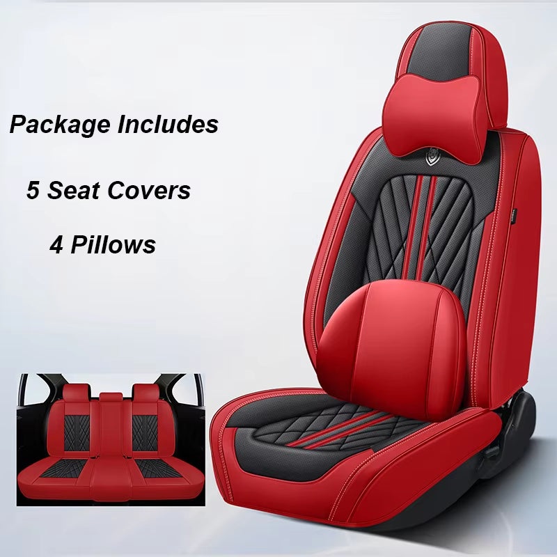 Universal Leather Car Seat Cover Full Set for Hyundai Solaris Lancer X Tiguan HB20 Peugeot 508 Auto Accessories Interior Women